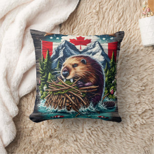 Coussin Castor canadien par Snowy Peaks