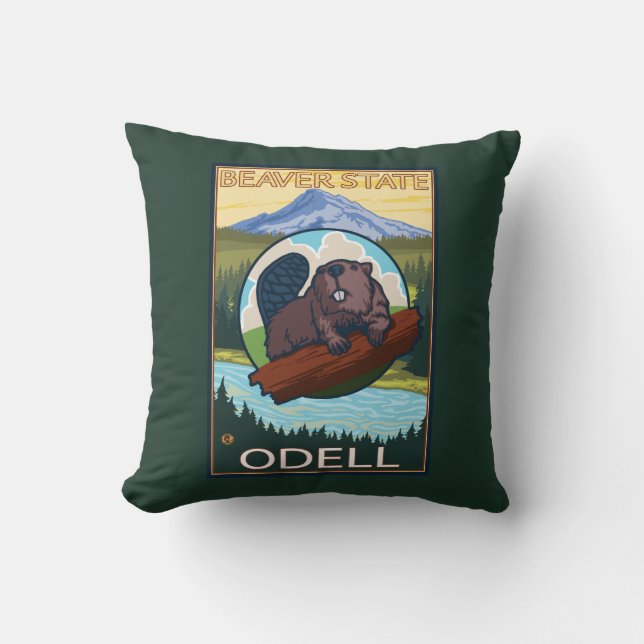 Coussin Castor et capot de Mt. - Odell, Orégon (Recto)