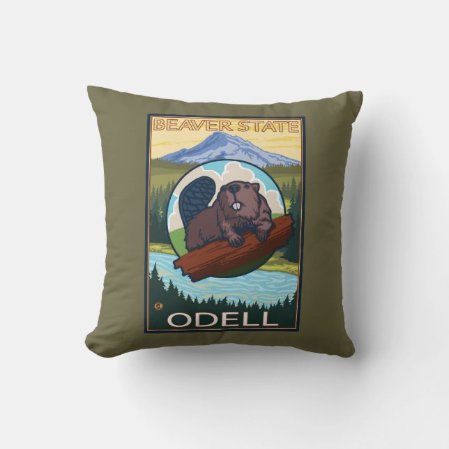 Coussin Castor et capot de Mt. - Odell, Orégon (Recto)