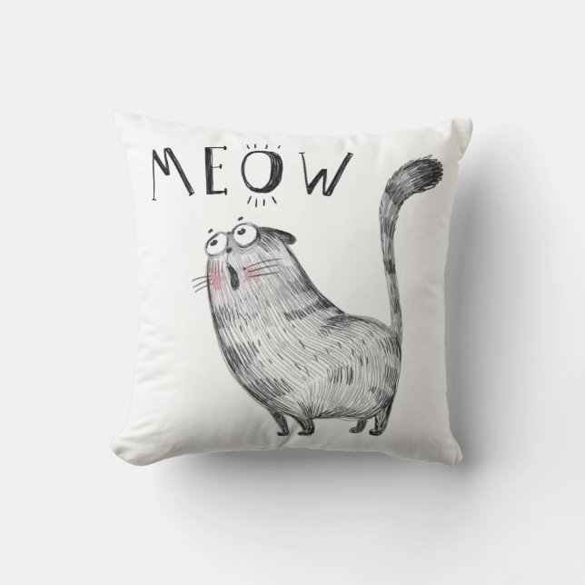 Coussin Cat à viande cuite - MEOW (Recto)
