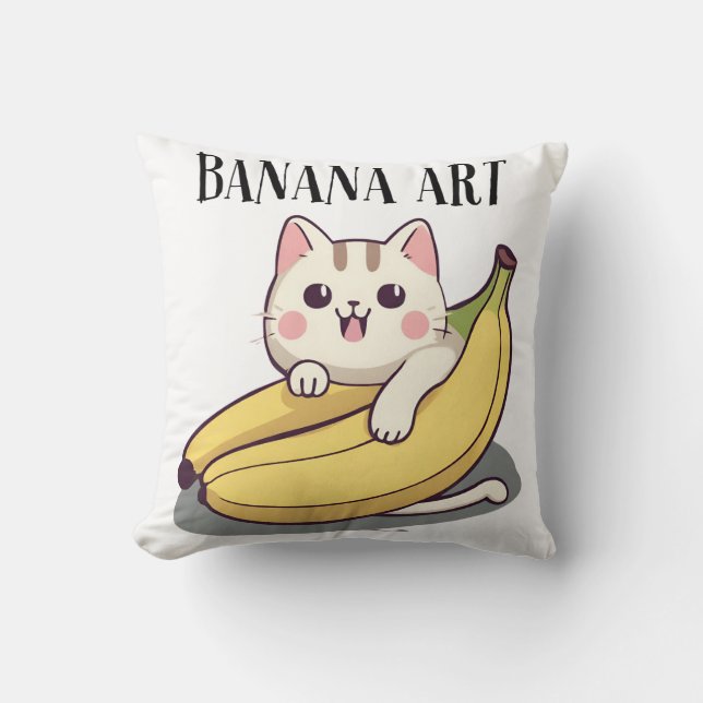 Coussin Cat Adores Banana Art (Recto)