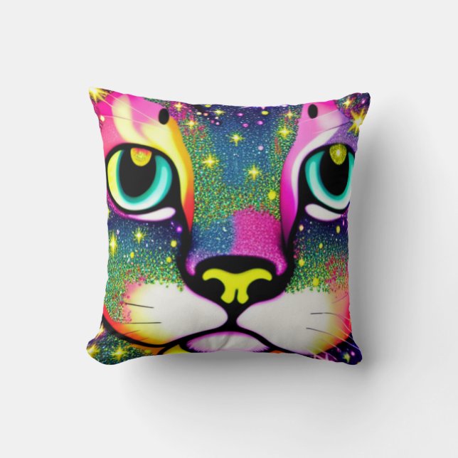 Coussin Cat Face Close Pop Art (Recto)