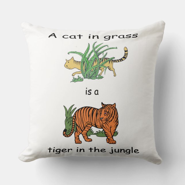 Coussin Cat in Grass est un tigre dans la jungle (Recto)