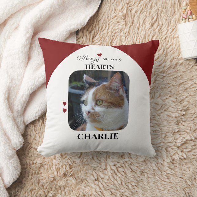 Coussin Cat Keepsaké Animal 2 photos Memorial bordeaux (Couverture)