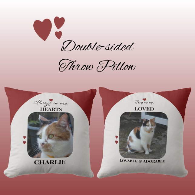 Coussin Cat Keepsaké Pet 2 photos amour coeur bordeaux (Créateur téléchargé)