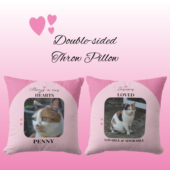 Coussin Cat Keepsaké Pet 2 photos amour coeur rose (Créateur téléchargé)