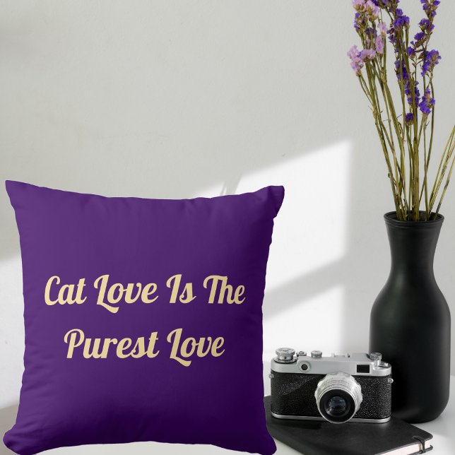 Coussin Cat Love Purest Personnalisez mignon Cool Purple (Créateur téléchargé)
