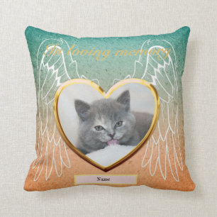 Coussin Cat Memorial Angel ailes Photo Personnalisée