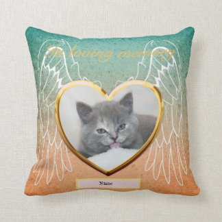 Coussin Cat Memorial Angel ailes Photo Personnalisée