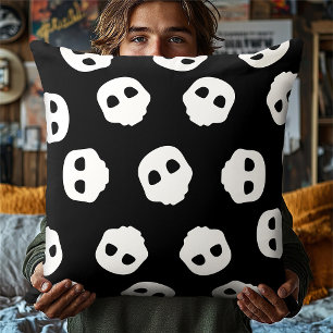 Coussin Catacomb Crânes blancs sur Noir Nu Goth Gothique