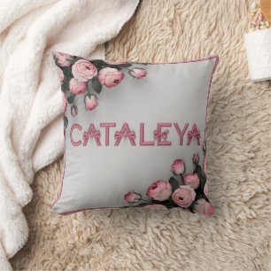 Coussin CATALEYA Rose brodé Jeu d'oreiller et couverture