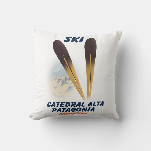 Coussin Catedral Alta Patagonia, Argentine affiche de ski (Recto)