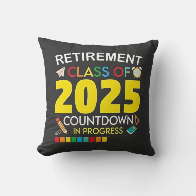 Coussin Catégorie de retraite du compte à rebours 2025 en  (Recto)
