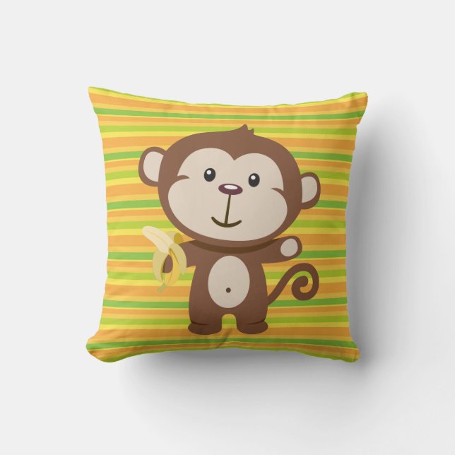 Coussin Catégorie du singe des enfants un carreau de coton (Recto)
