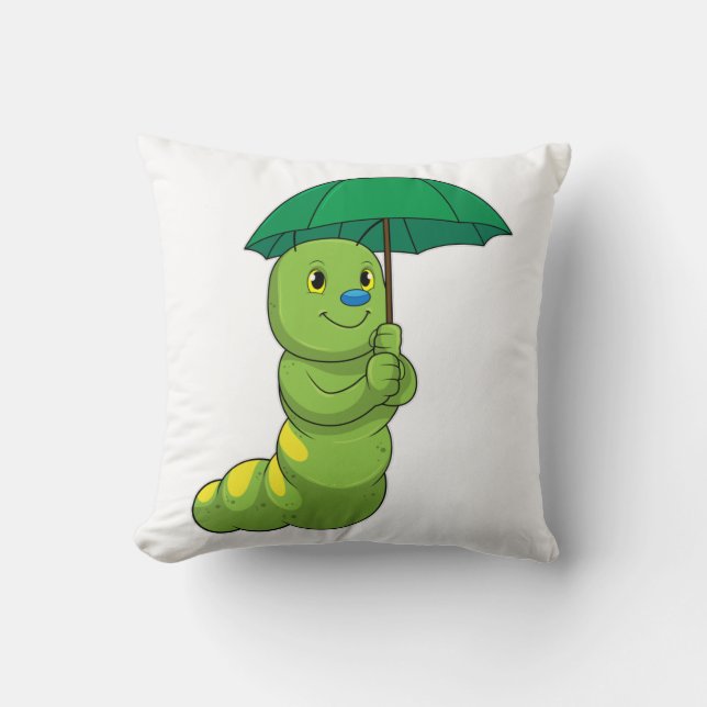Coussin Caterpillar à la pluie avec parapluie (Recto)