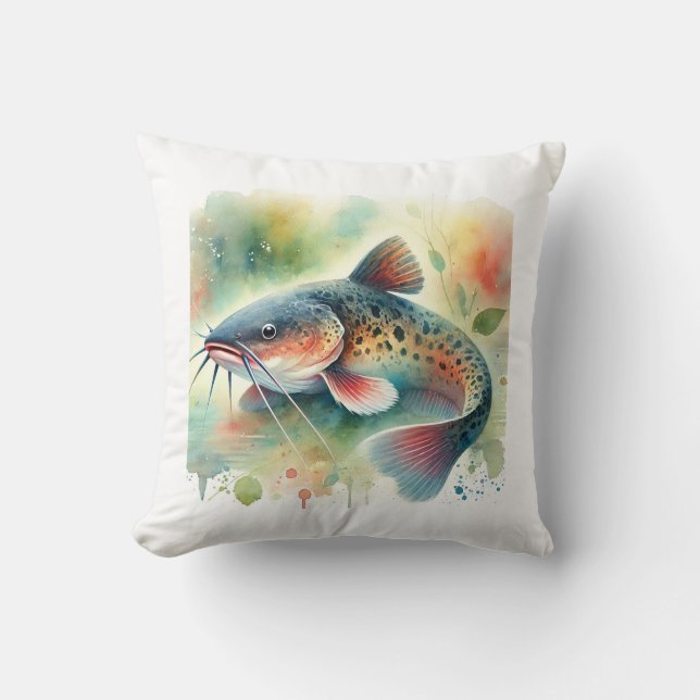Coussin Catfish in Watercolor Art 170724AREF129 - Watercol (Recto)