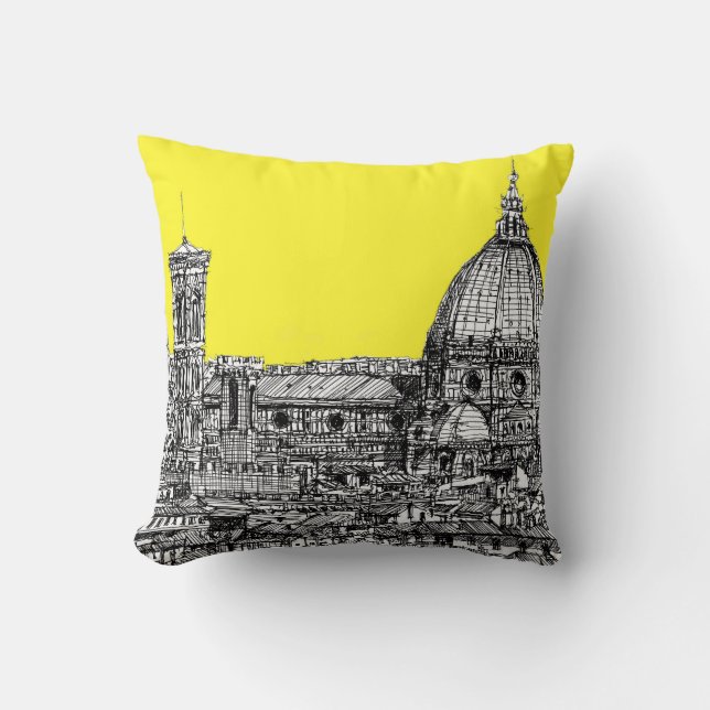 Coussin Cathédrale italienne en jaune (Recto)