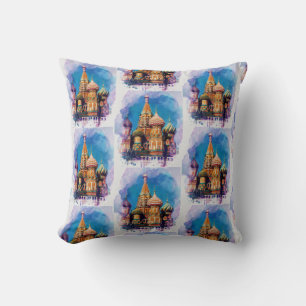 Coussin Cathédrale St Basil Moscou toile Jeu d'Oreiller