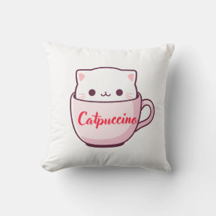 Coussin « Catpuccino Tasse de café avec un chat mignon Cou