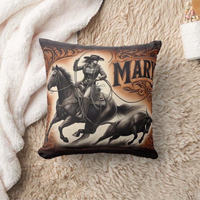 Coussin Cattle Ropoping à l'événement local Rodeo (Couverture)