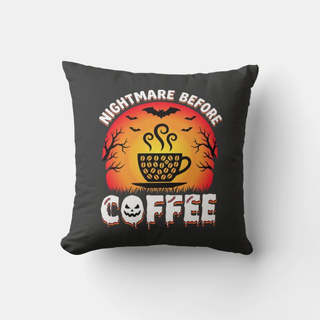 Coussin Cauchemar d'Halloween avant la Bat de café Coucher (Recto)