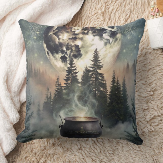 Coussin Cauldron de Forêt Lune Mystique - Art Magique De C (Couverture)
