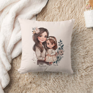 Coussin Caution adorable mère et fille (3)