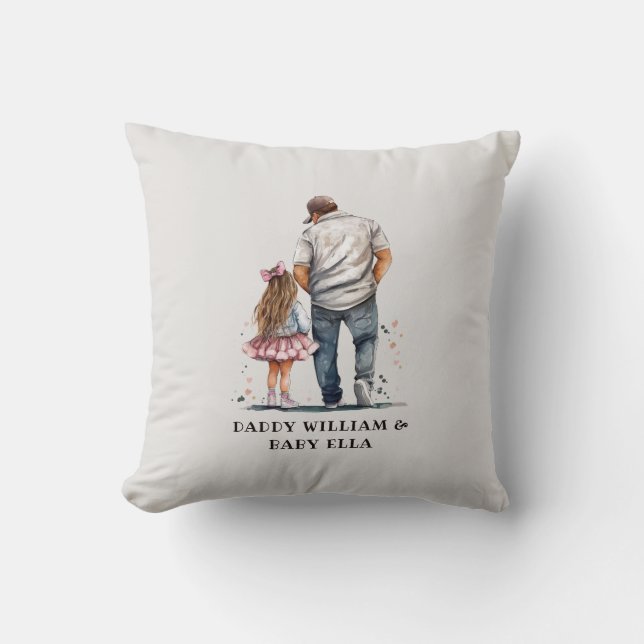 Coussin Caution père et fille noire (14) (Recto)