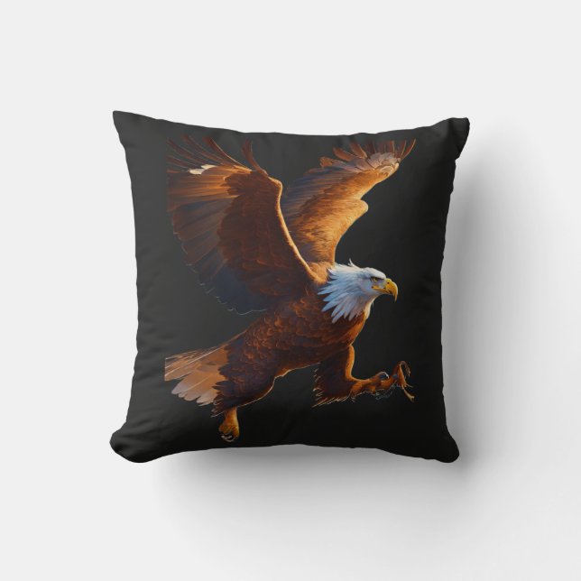 Coussin Cavalier de Grand Aigle sur les Plaines Mongoles – (Recto)