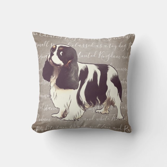Coussin cavalier d'illustration d'épagneul du Roi (Recto)