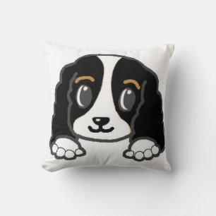 Coussin cavalier kcs peeeking noir et blanc