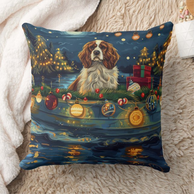 Coussin Cavalier King Charles Noël Festive Voyage (Couverture)