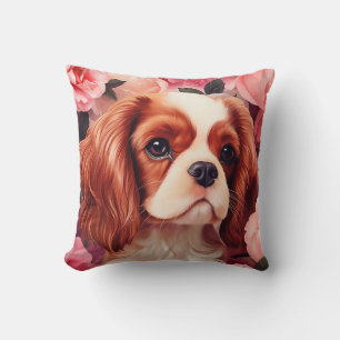 Coussin Cavalier King Charles Spaniel en Rose