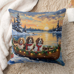 Coussin Cavalier King Charles Spaniel Noël Bateau