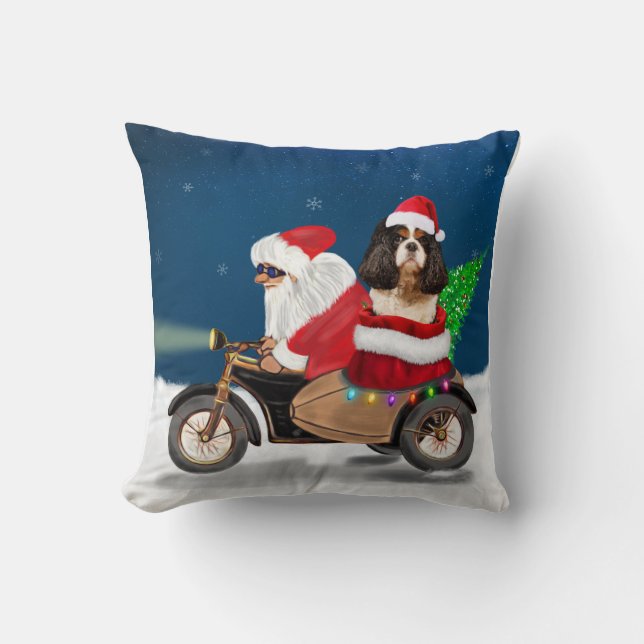 Coussin Cavalier King Chien Noël Père Noël (Recto)