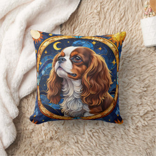 Coussin Cavalier Roi Charles Tiré Verre Nuit Ciel Lune