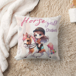 Coussin Cavalière de dressage personnalisée Fille de cheva