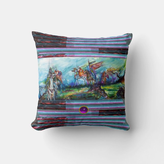 Coussin CAVALIERS DANS LA TEMPÊTE Chevaliers médiévaux à c (Recto)