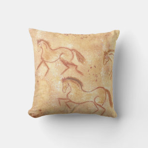Coussin Cave Drawing Painting of Horses