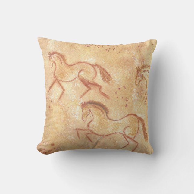 Coussin Cave Drawing Painting of Horses (Recto)