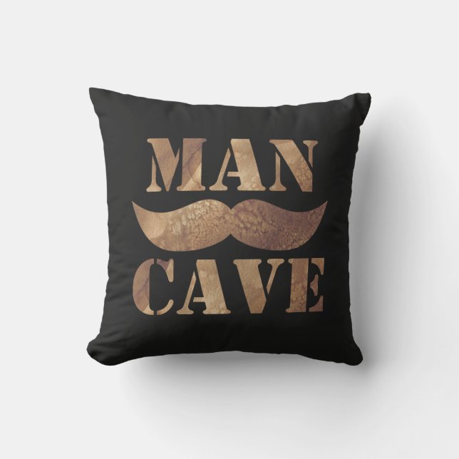 Coussin Caverne d'homme (moustache, noir) (Recto)