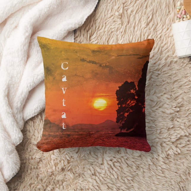 Coussin Cavtat, Croatie vue sur Sunset 1974 Filtre café (Couverture)