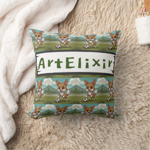 Coussin Cayote jouant une empreinte de balle de football