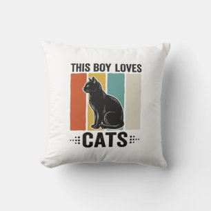 Coussin Ce garçon aime les chats Design Rétro pour amateur