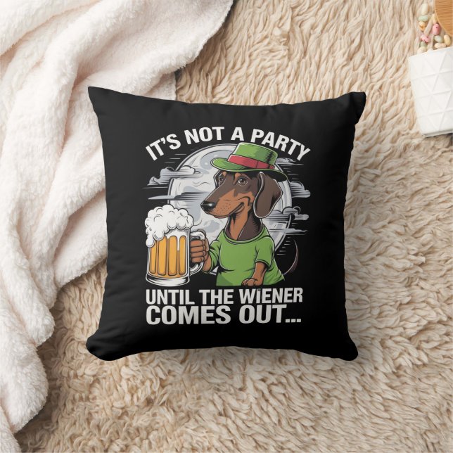 Coussin Ce n'est pas une fête jusqu'à Dachshund Irish Beer (Couverture)
