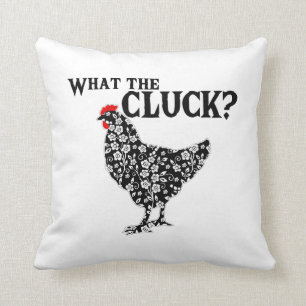 Coussin Ce qui le poulet rouge blanc noir floral de