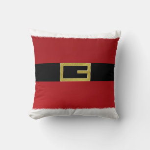Coussin Ceinture du Père Noël rouge et fourrure blanche No