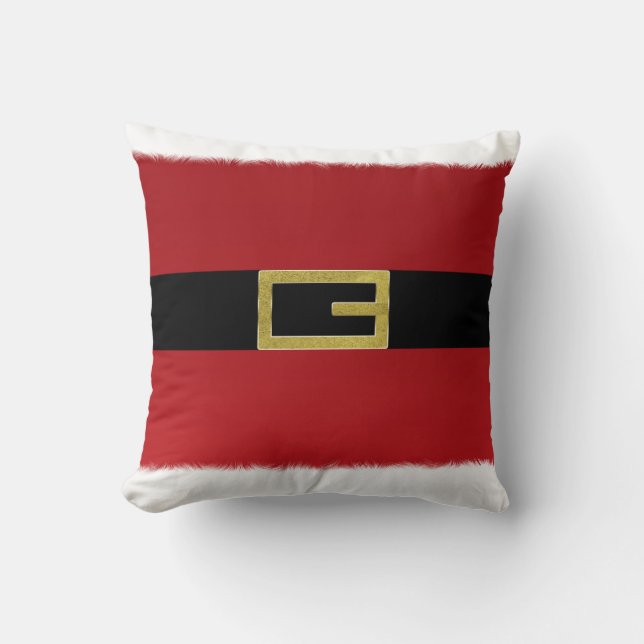 Coussin Ceinture du Père Noël rouge & Noël à fourrure blan (Recto)