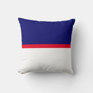 Coussin Ceinture rouge sur bleu marine et blanc
