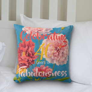 Coussin Célébration d'années de fabulence oeillets roses